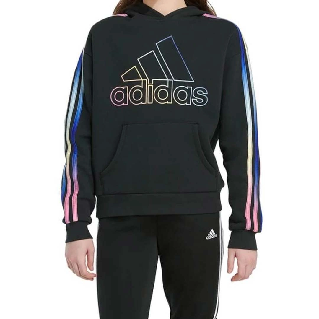 adidas - Girls' (Junior) Multi 3 Stripe Fleece Hoodie (GA8211)