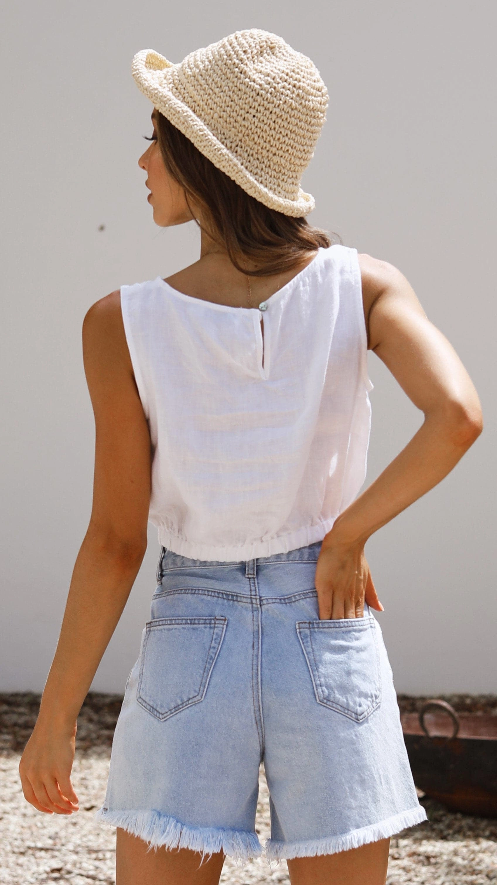 Aimee Linen Top - White