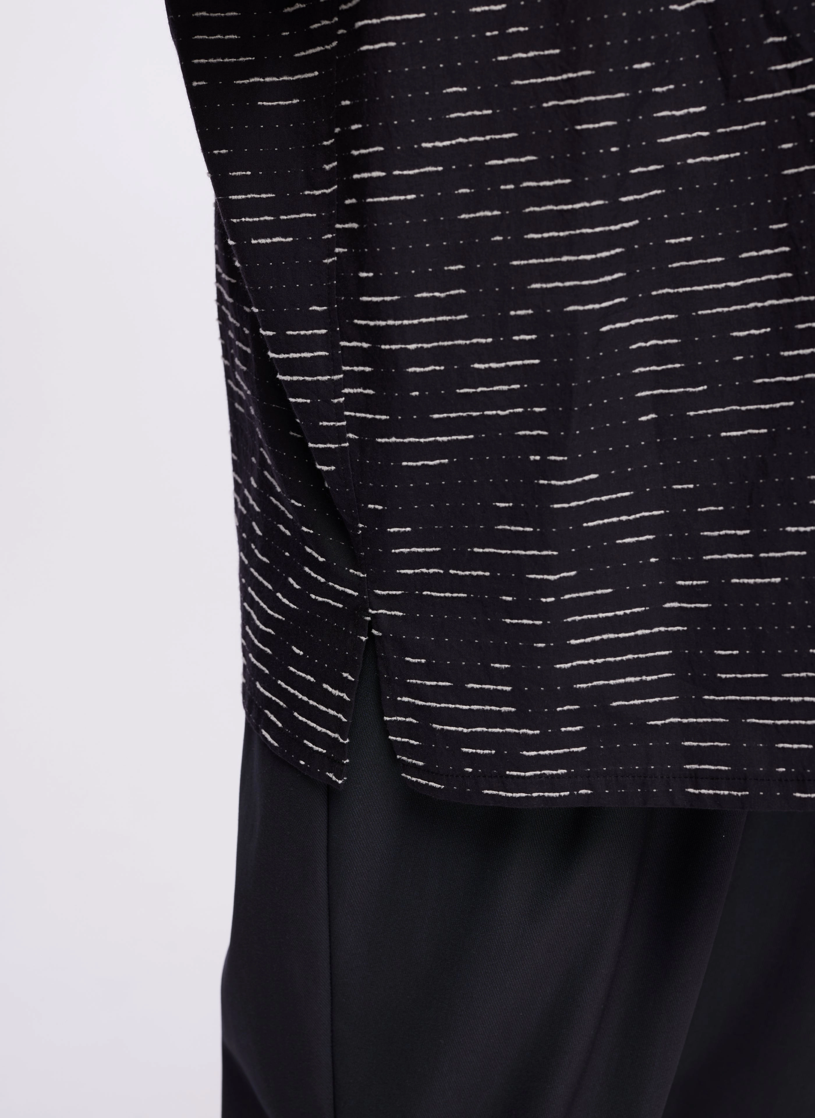 Albini Cotton Jacquard Short Sleeve Open Collar Shirt