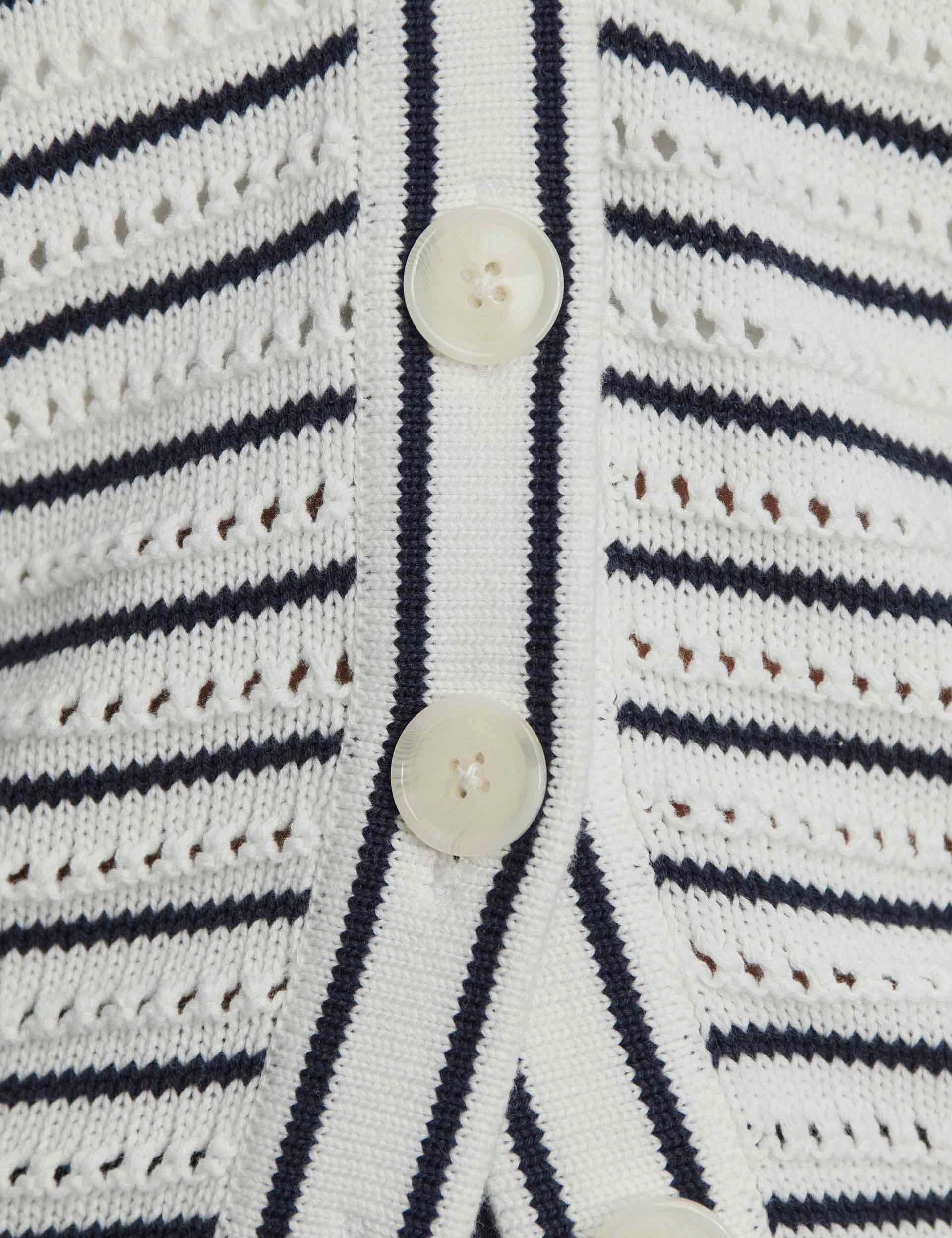 Antonia Relaxed Cardigan - White/Blue Nights