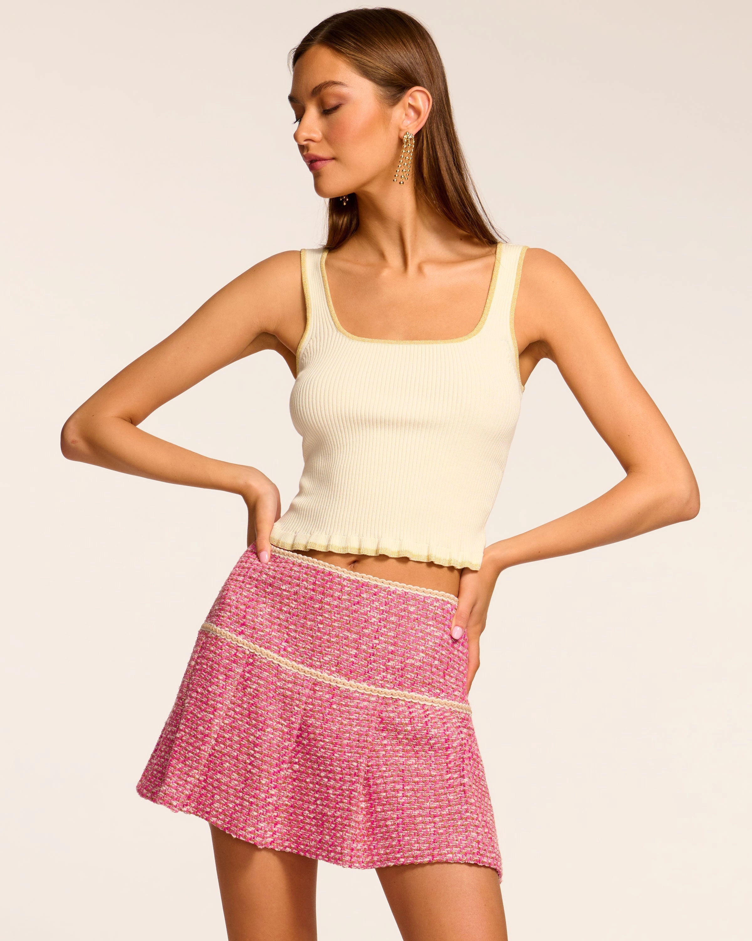 Anya Tweed Pleated Mini Skort