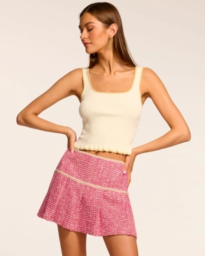 Anya Tweed Pleated Mini Skort
