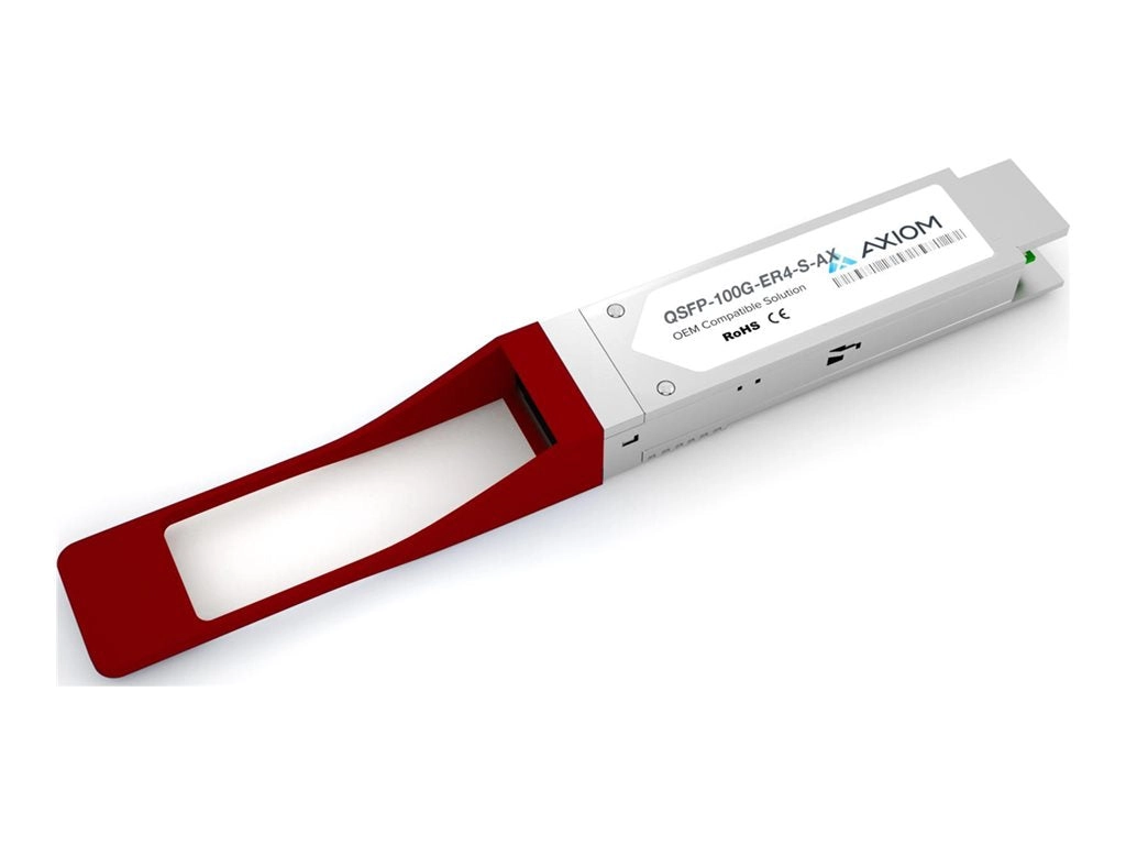 Axiom - QSFP28 transceiver module (equivalent to: Cisco QSFP-100G-ER4-S) - 100 GigE optical - 100GBase-ER4 - LC single-mode - QSFP-100G-ER4-S-AX