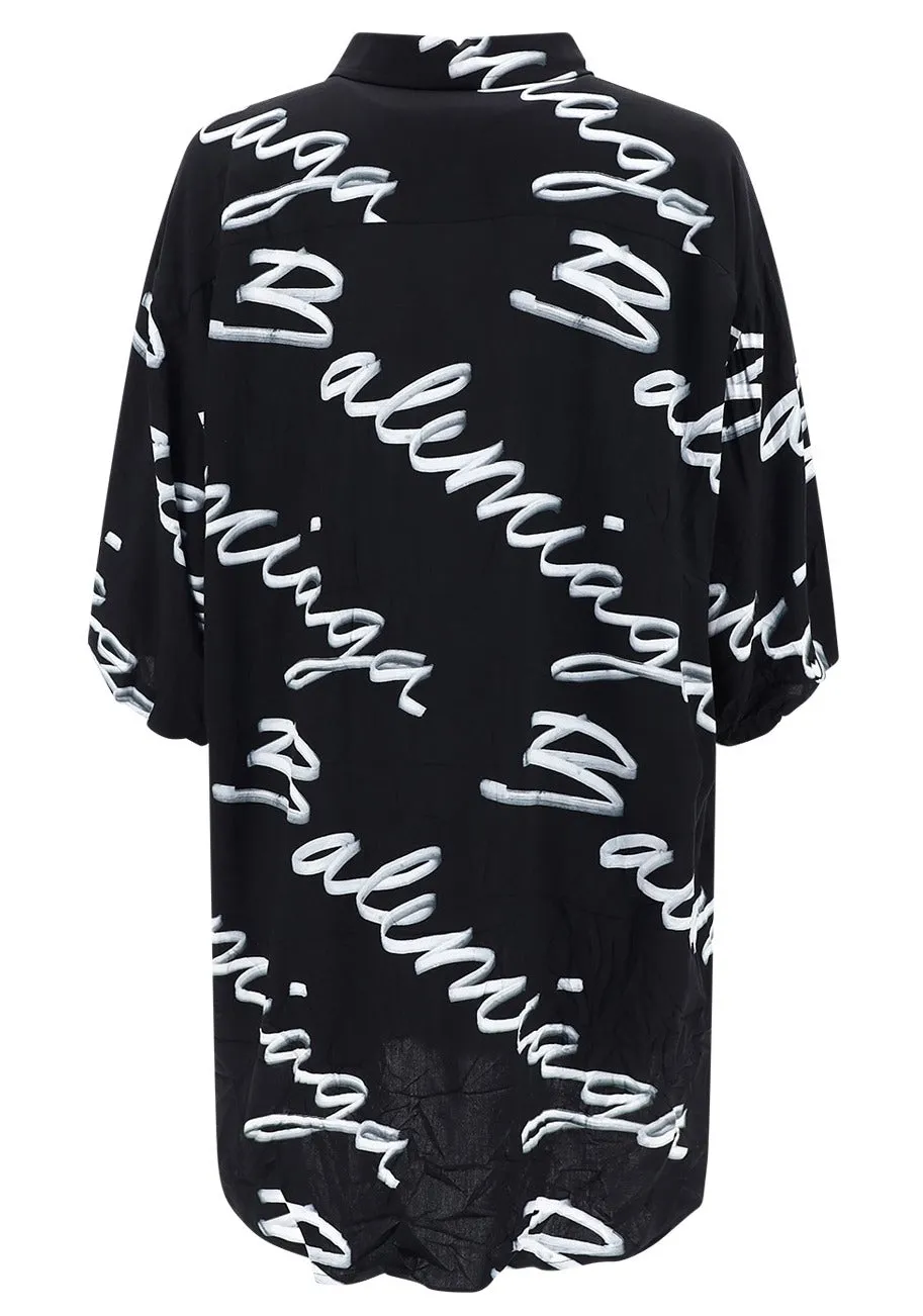 Balenciaga Allover Logo Printed Minimal Shirt