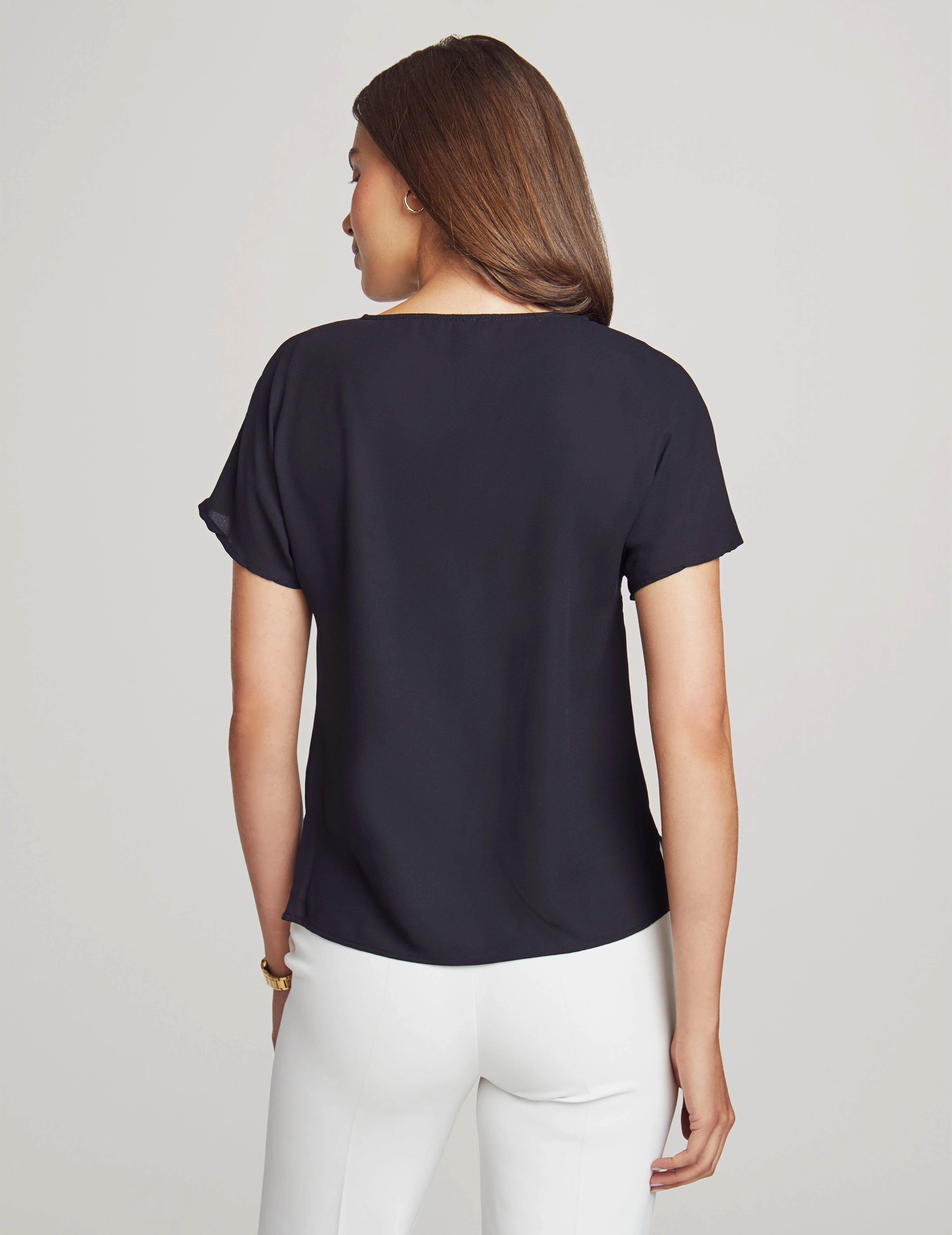 Bateau Neck Short Sleeve Blouse