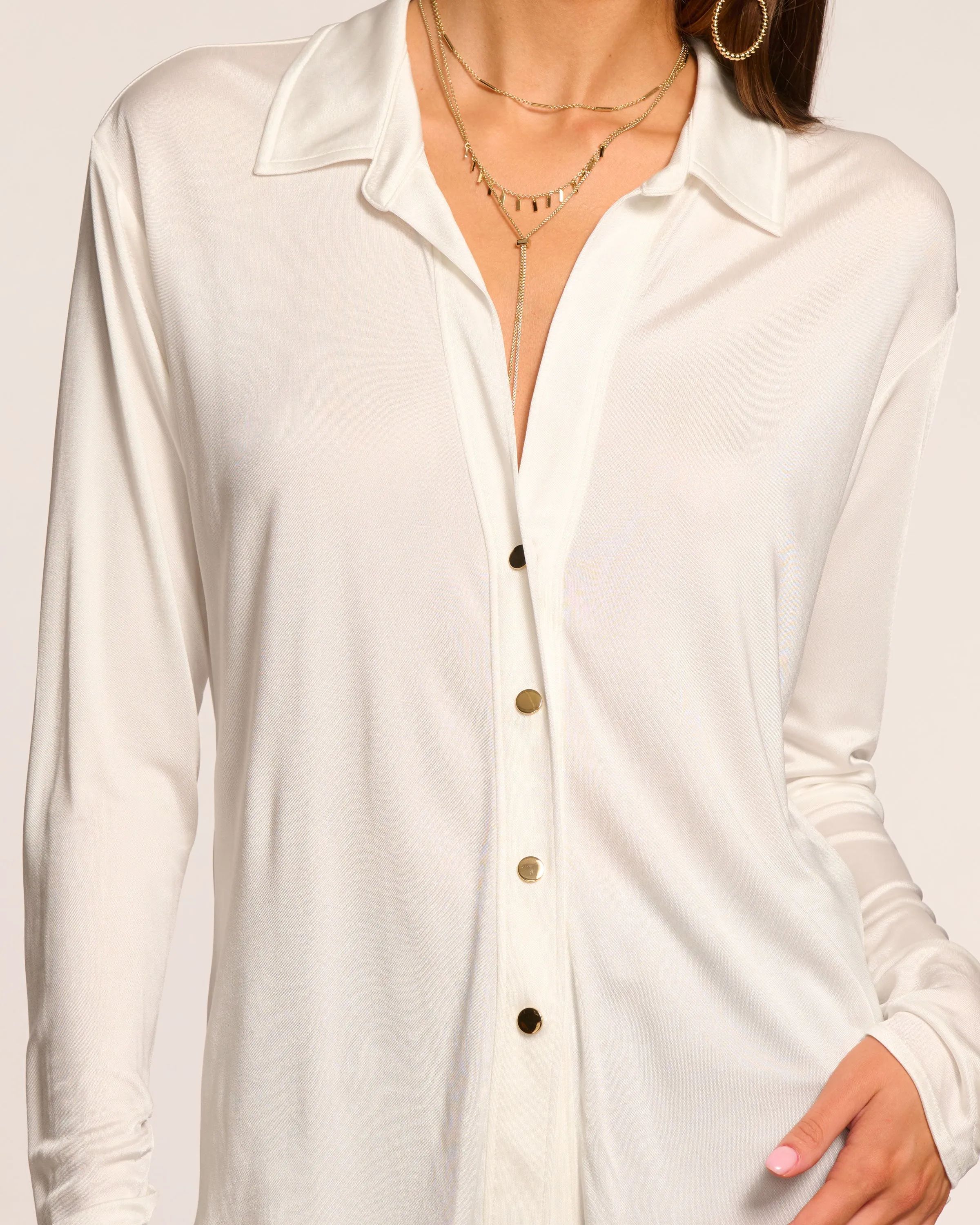 Belinda Jersey Button Down Top
