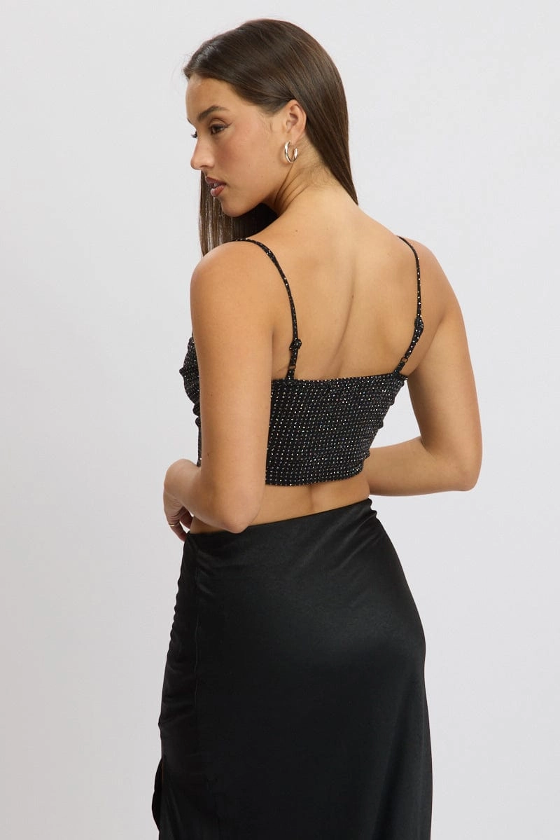 Black Cami Top Cowl Neck