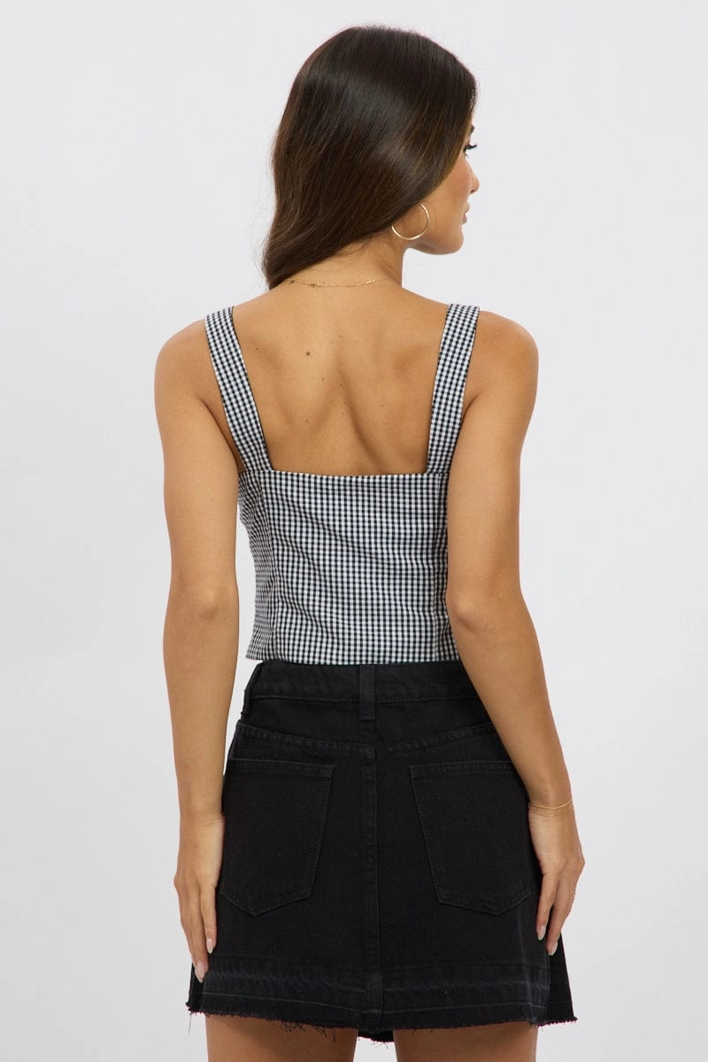 Black Check Corset Top Sleeveless