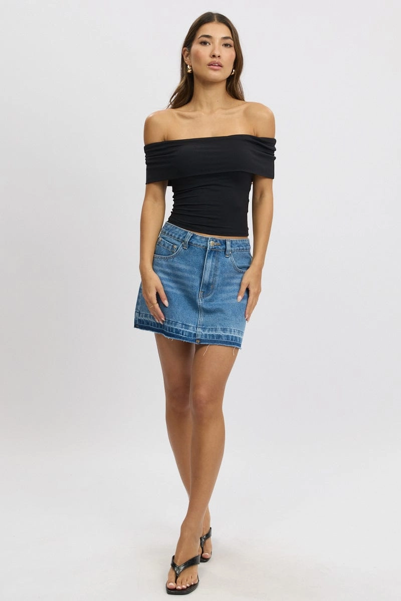Black Off Shoulder Top Jersey