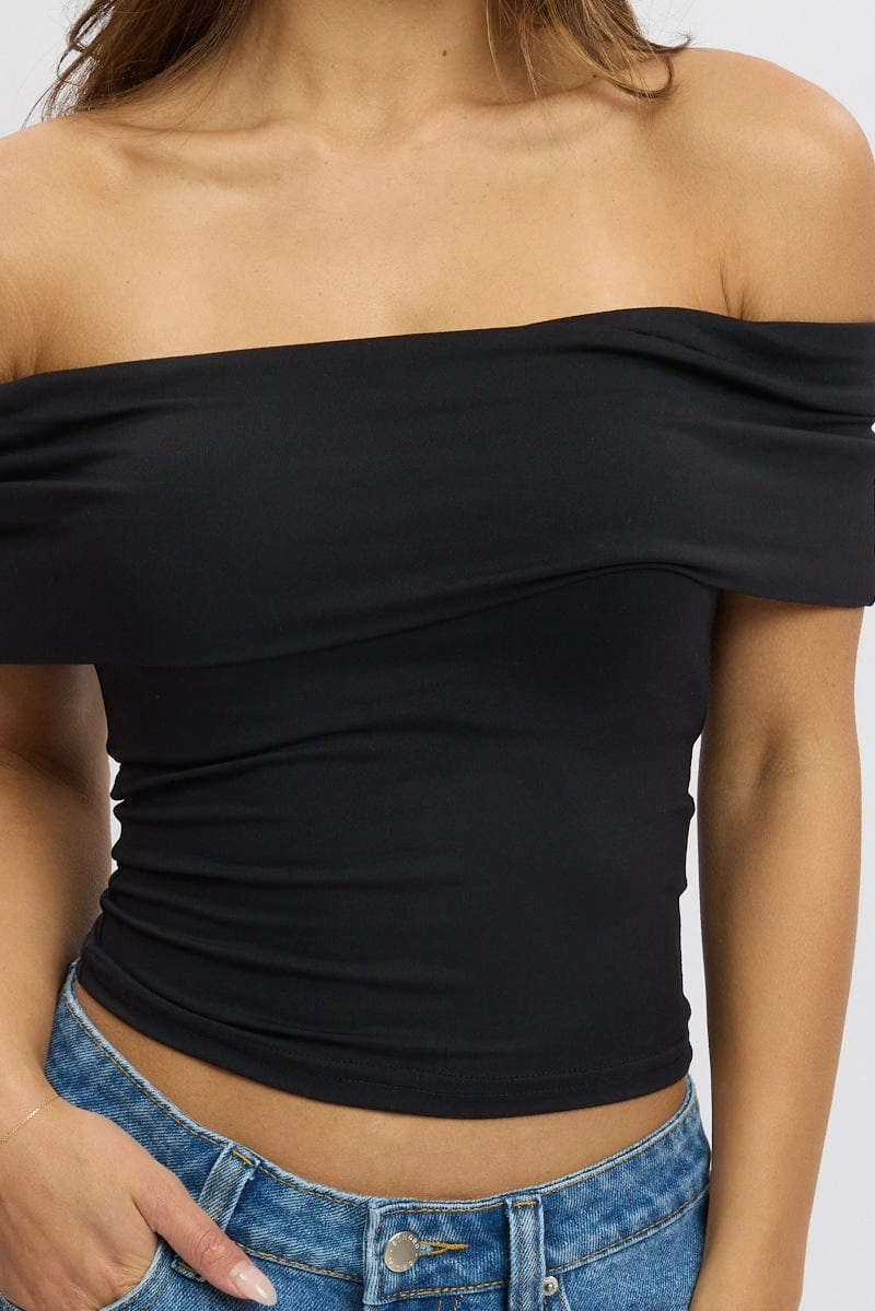 Black Off Shoulder Top Jersey