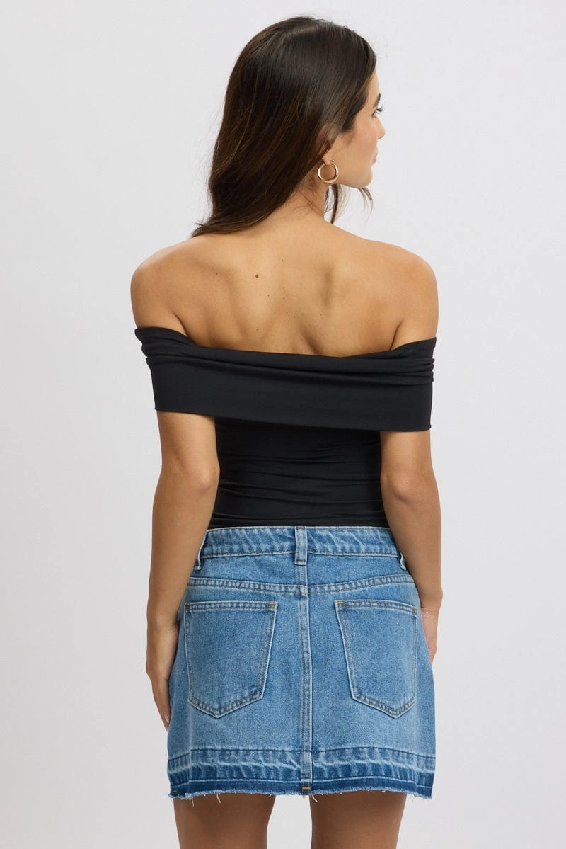 Black Off Shoulder Top Jersey