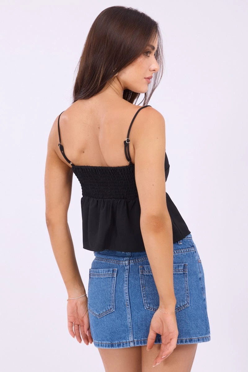 Black Peplum Cami Sleeveless Babydoll