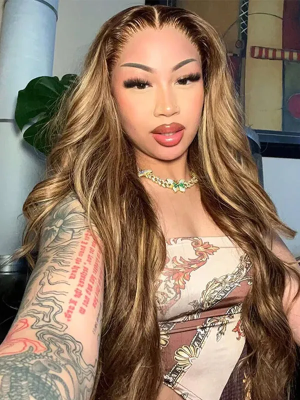 Buy 1 Get 1 Free Wig Chinalacewig 8x6 Royal 007 Lace Wig Highlight Wave Color Wear &Go Breathable Cap Wig CL023