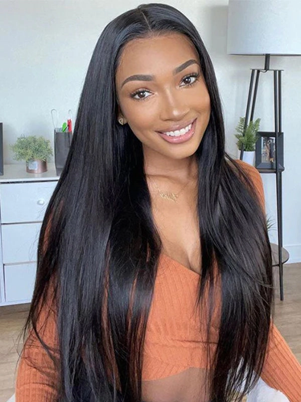 Buy 1 Get 1 Free Wig Chinalacewig 8x6 Royal 007 Lace Wig Natural Black Color Silk Straight Wear &Go Breathable Cap Wig CL021