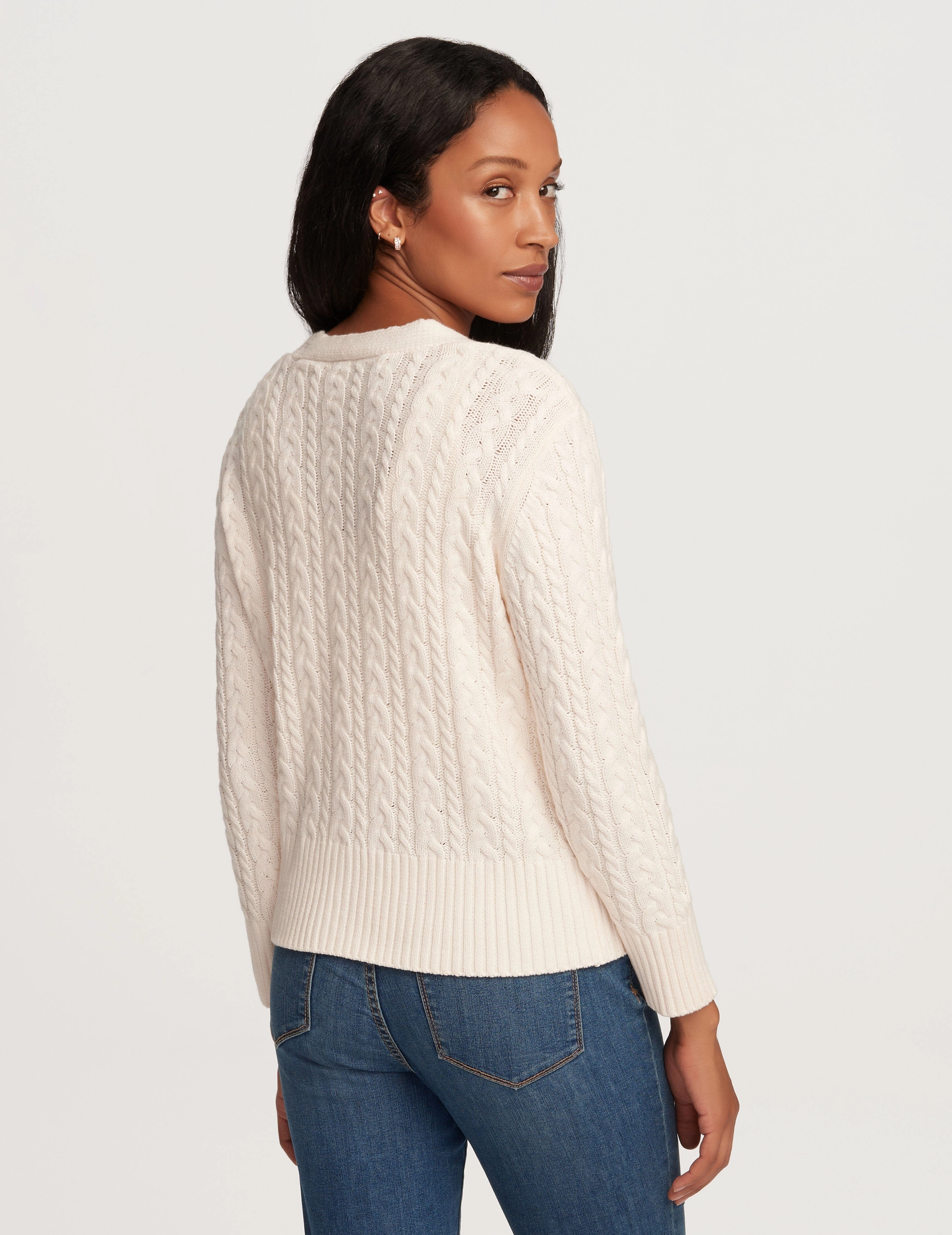 Cable Cardigan With Jewel Buttons- Sale