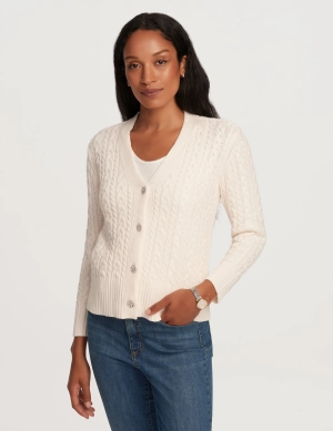 Cable Cardigan With Jewel Buttons- Sale