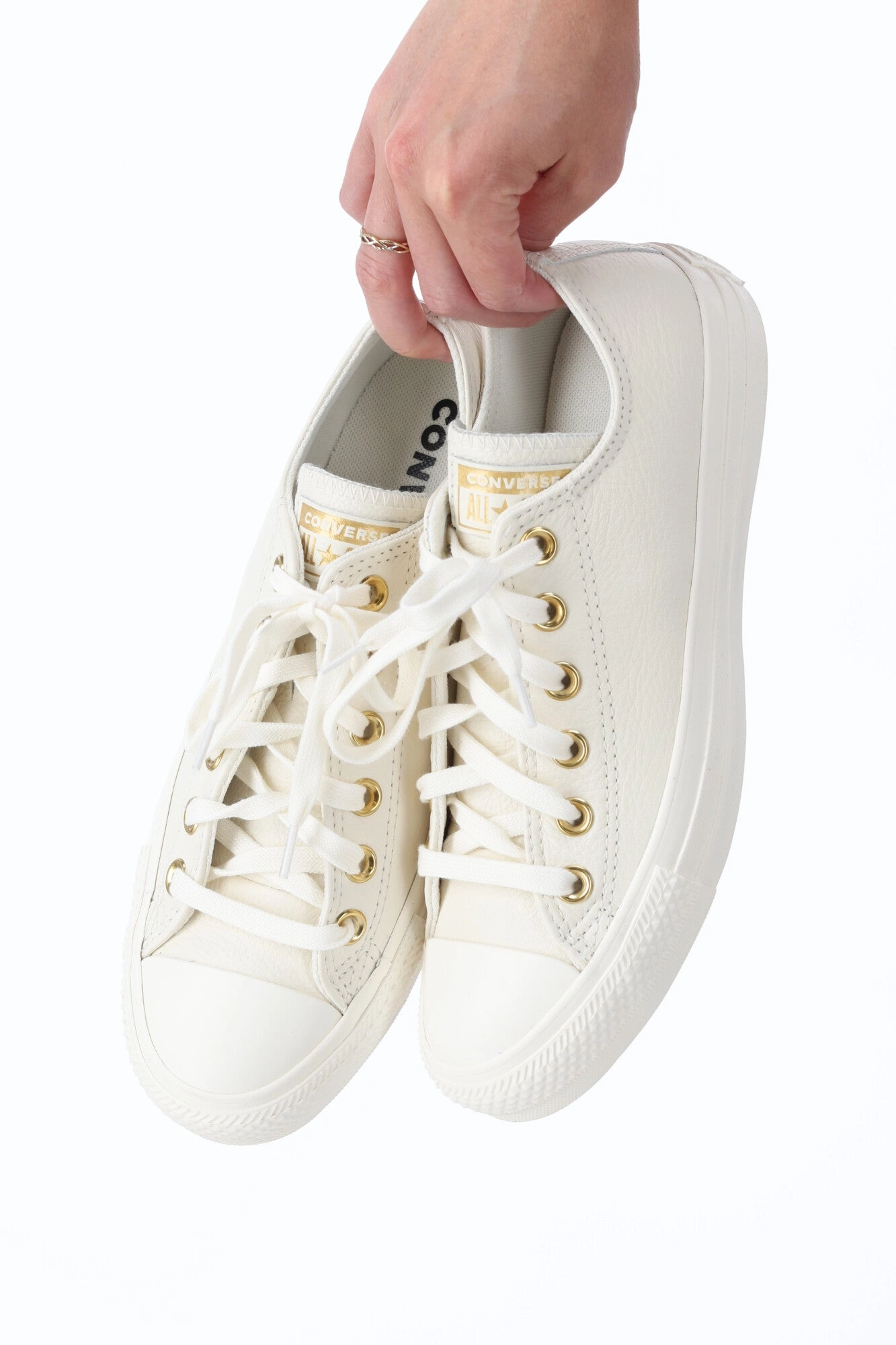 Converse Womens Chuck Taylor All Star Gold Mono Leather Low Top Egret