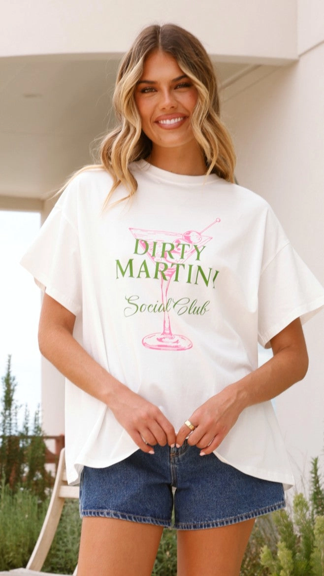 Dirty Martini Tee - White
