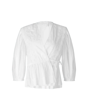 Eyelet Embroidered Wrap Blouse