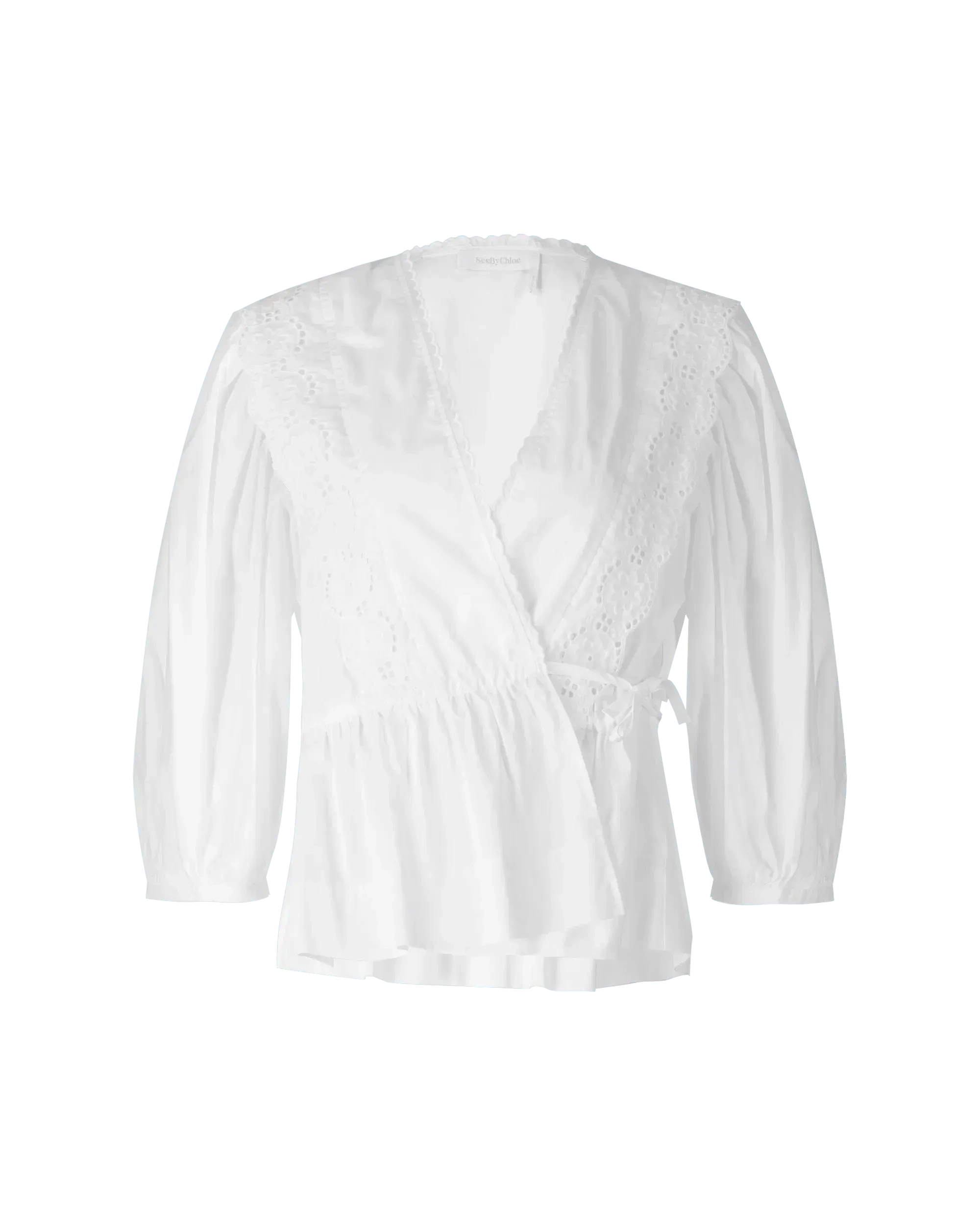 Eyelet Embroidered Wrap Blouse