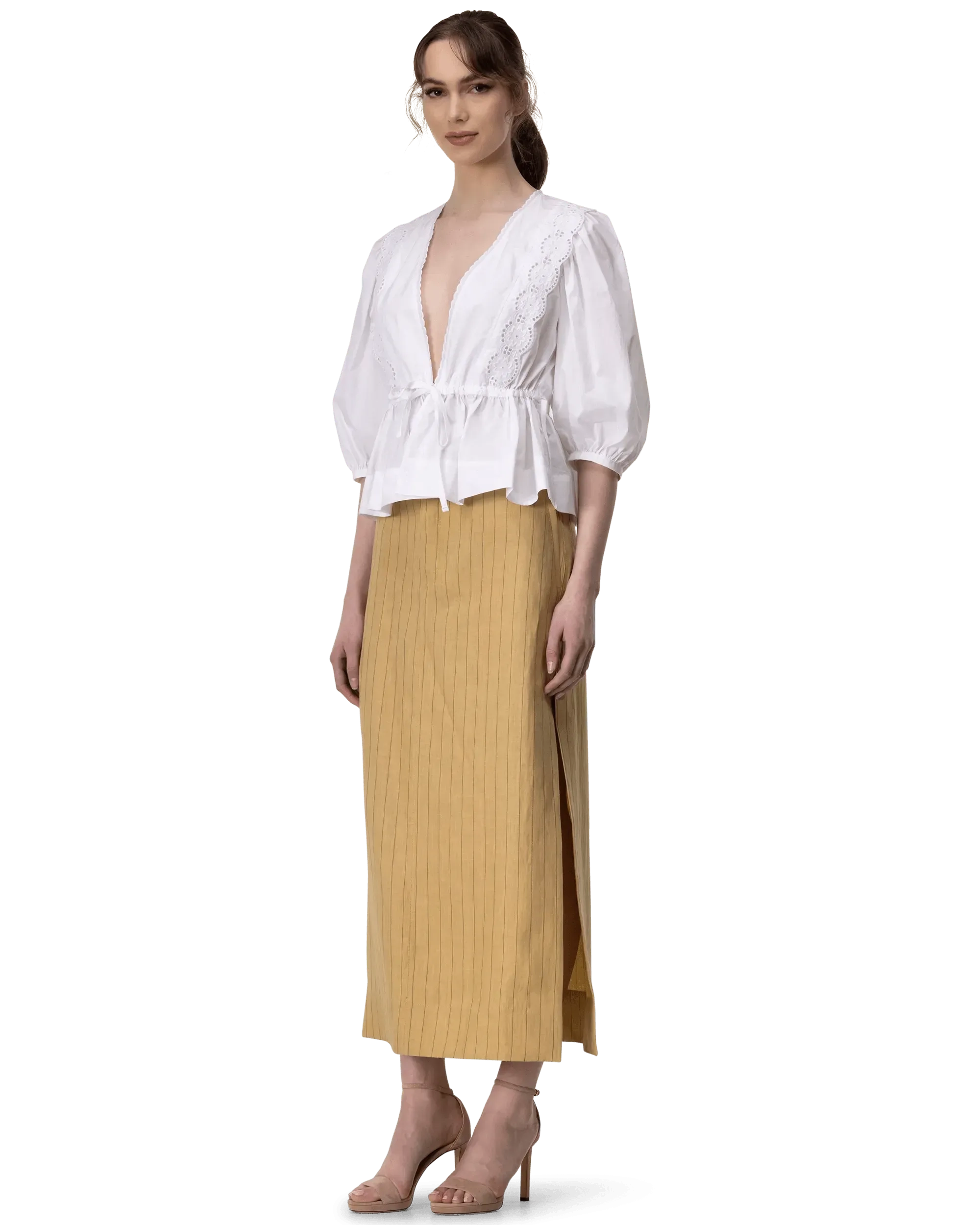 Eyelet Embroidered Wrap Blouse