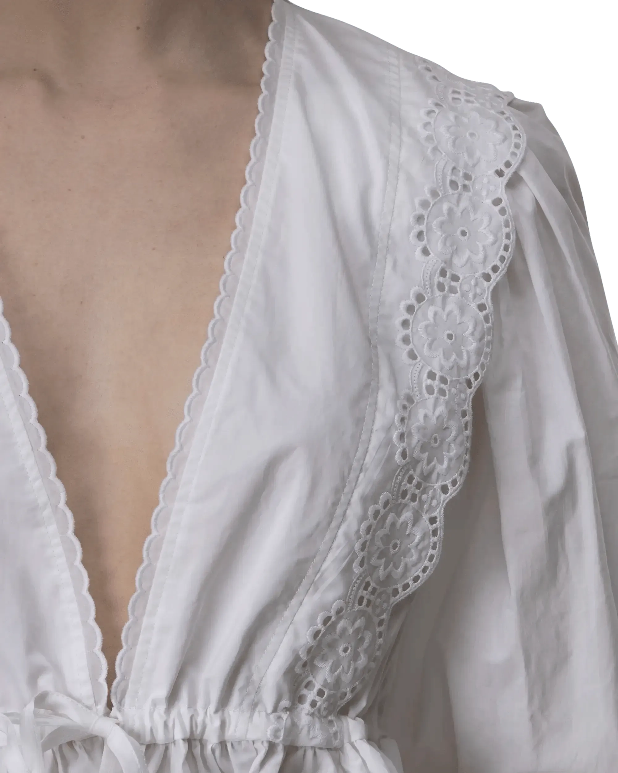 Eyelet Embroidered Wrap Blouse