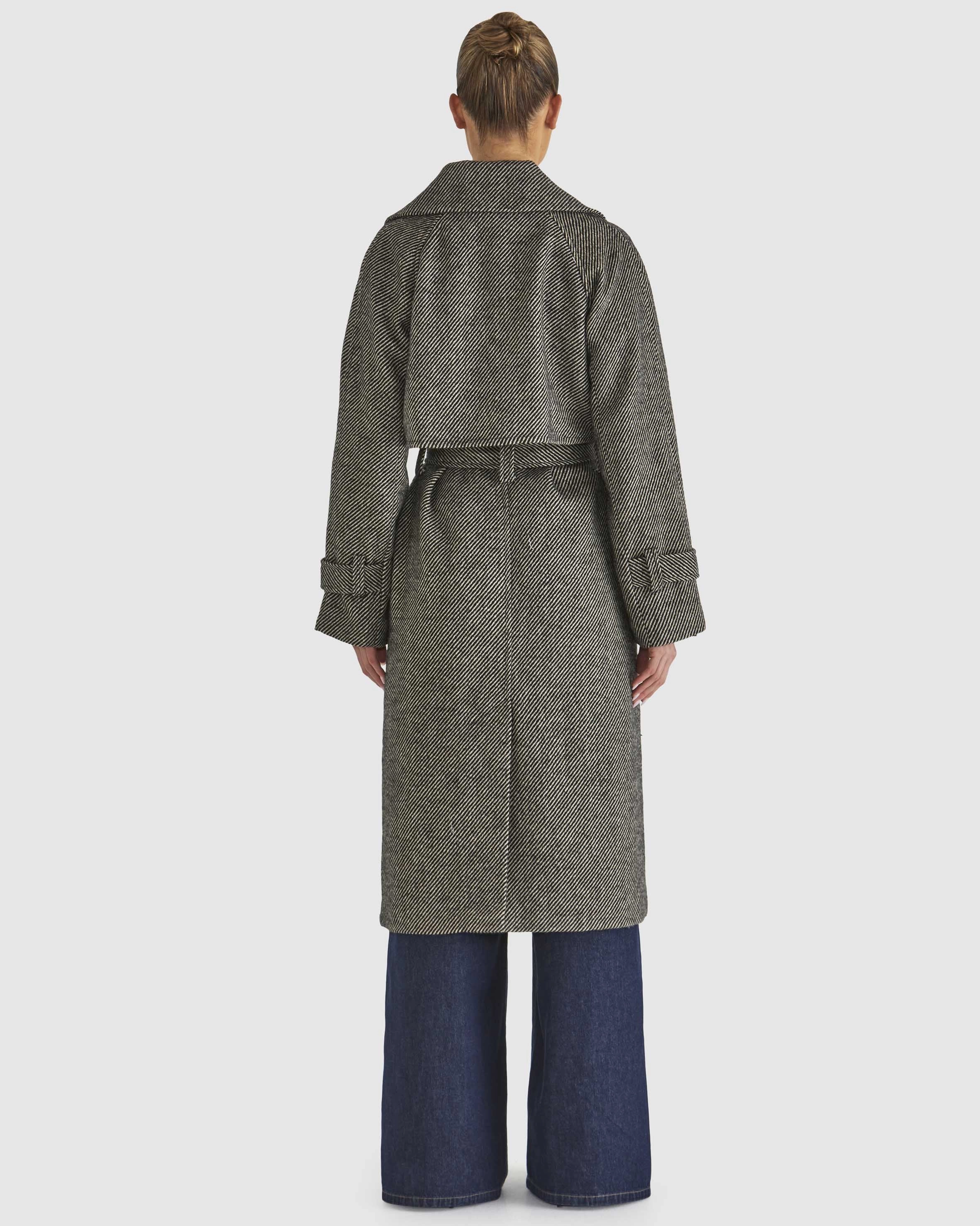 Fate Charmer Trench Coat Black Cream