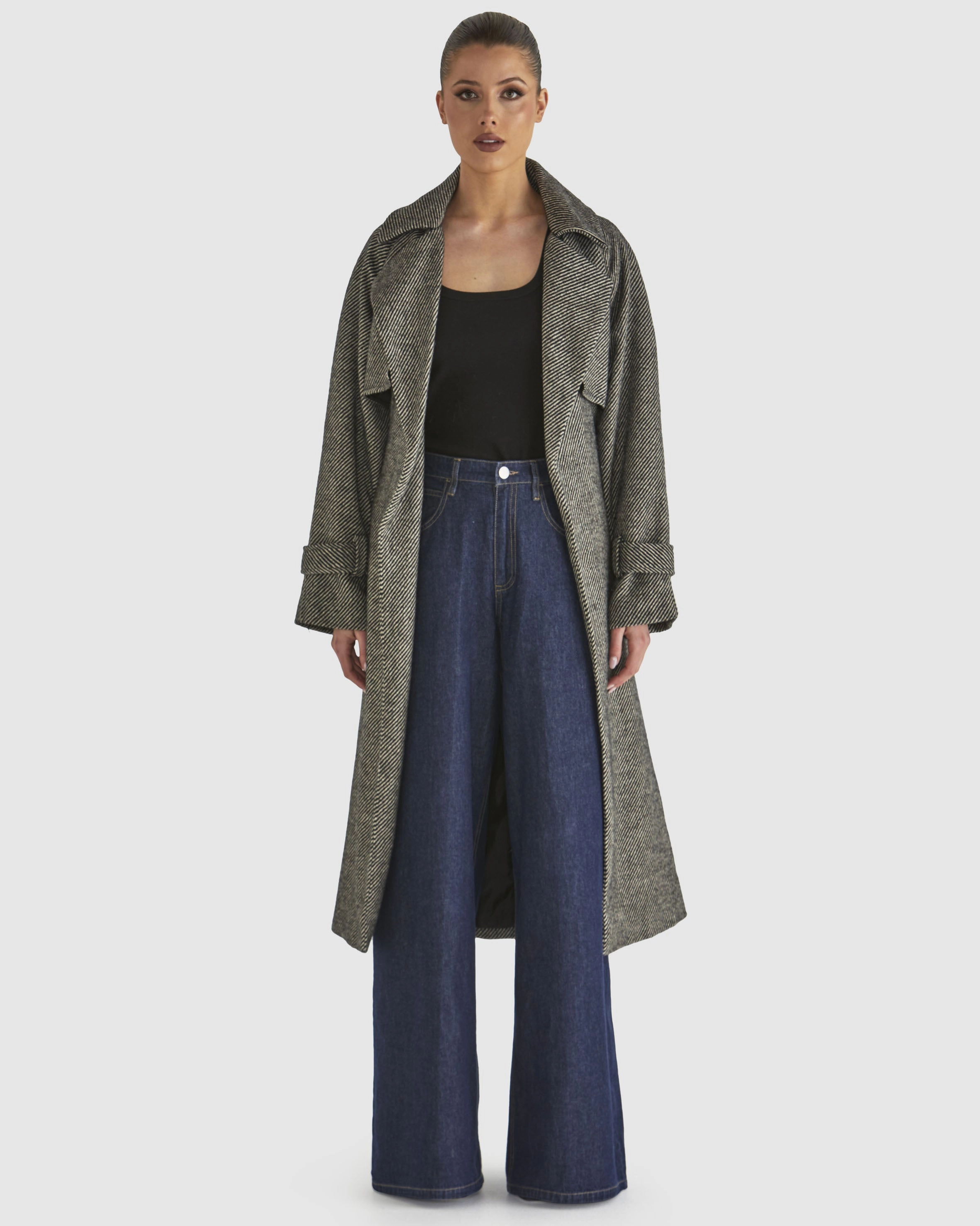 Fate Charmer Trench Coat Black Cream
