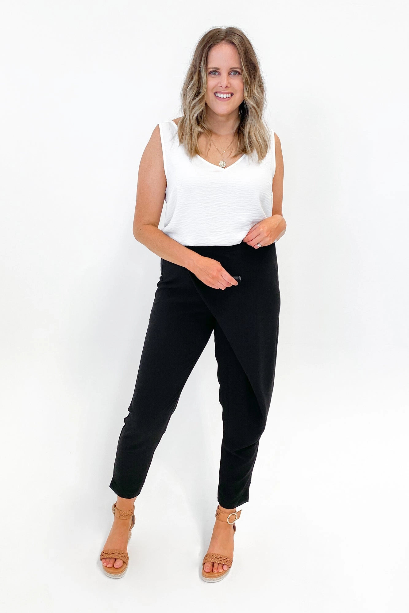 Gloss by Shine On Eliana Wrap Front Pants Black