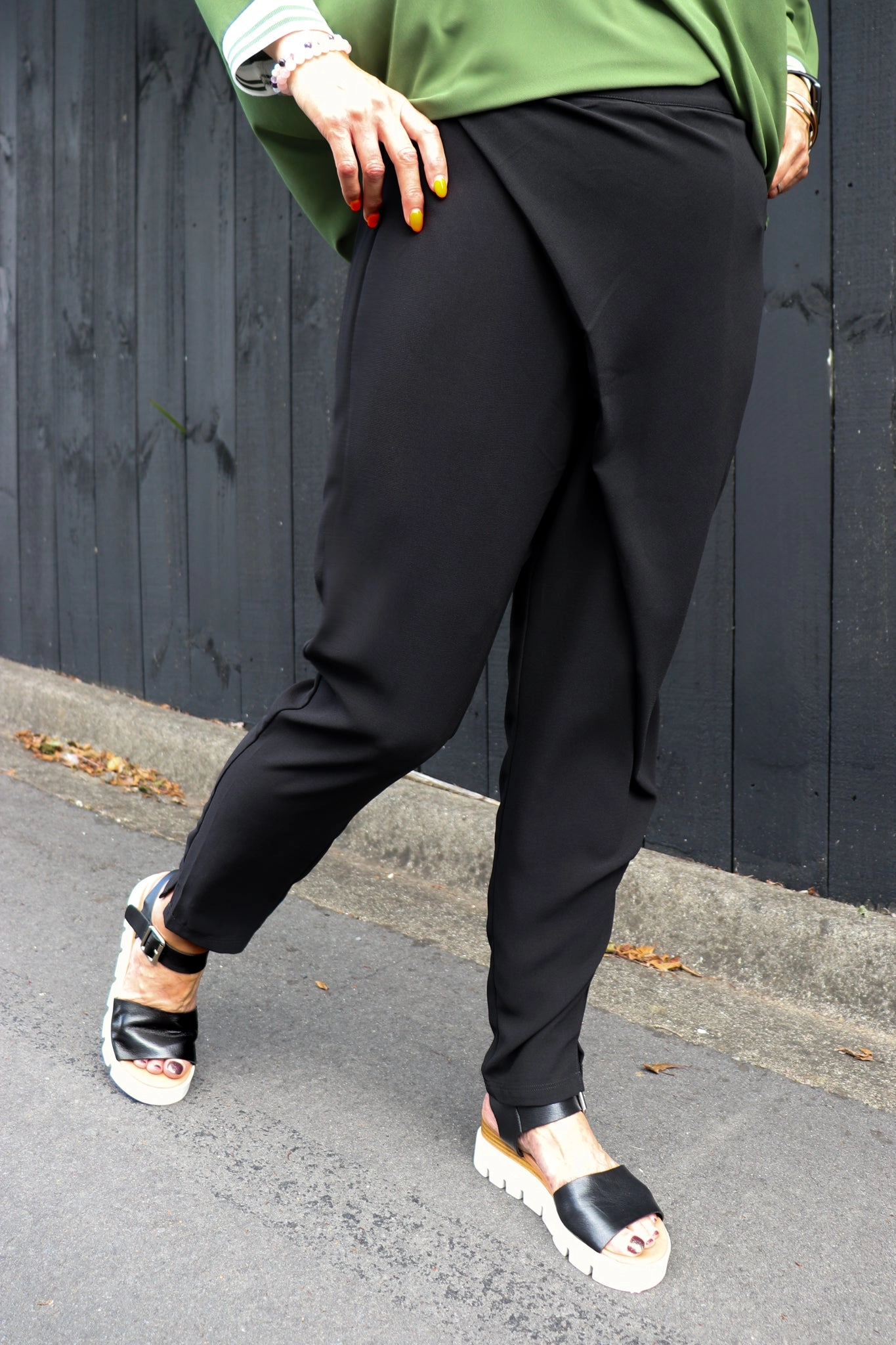 Gloss by Shine On Eliana Wrap Front Pants Black