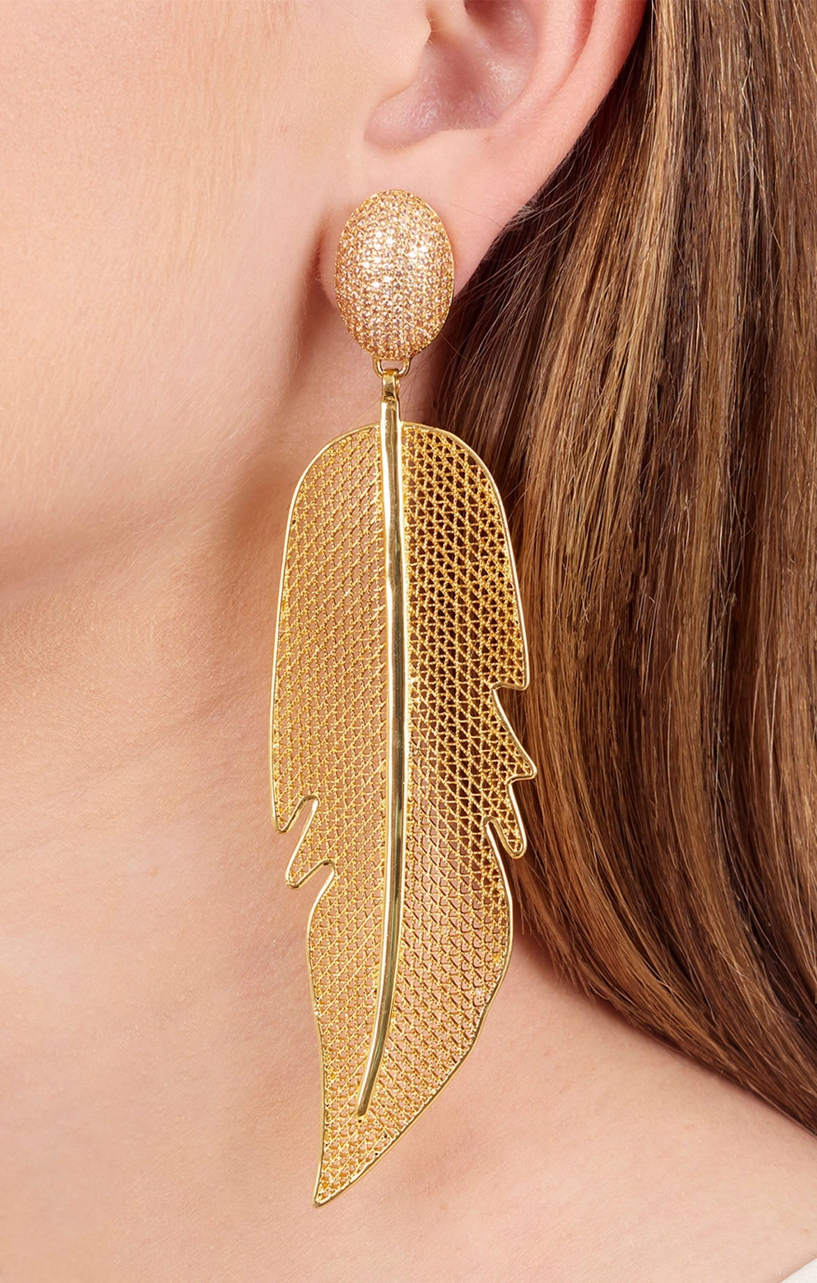 Golden Champagne Gran Pluma Kallpa Earrings