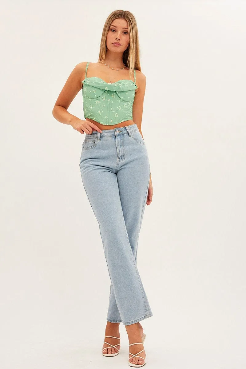 Green Corset Style Crop Top