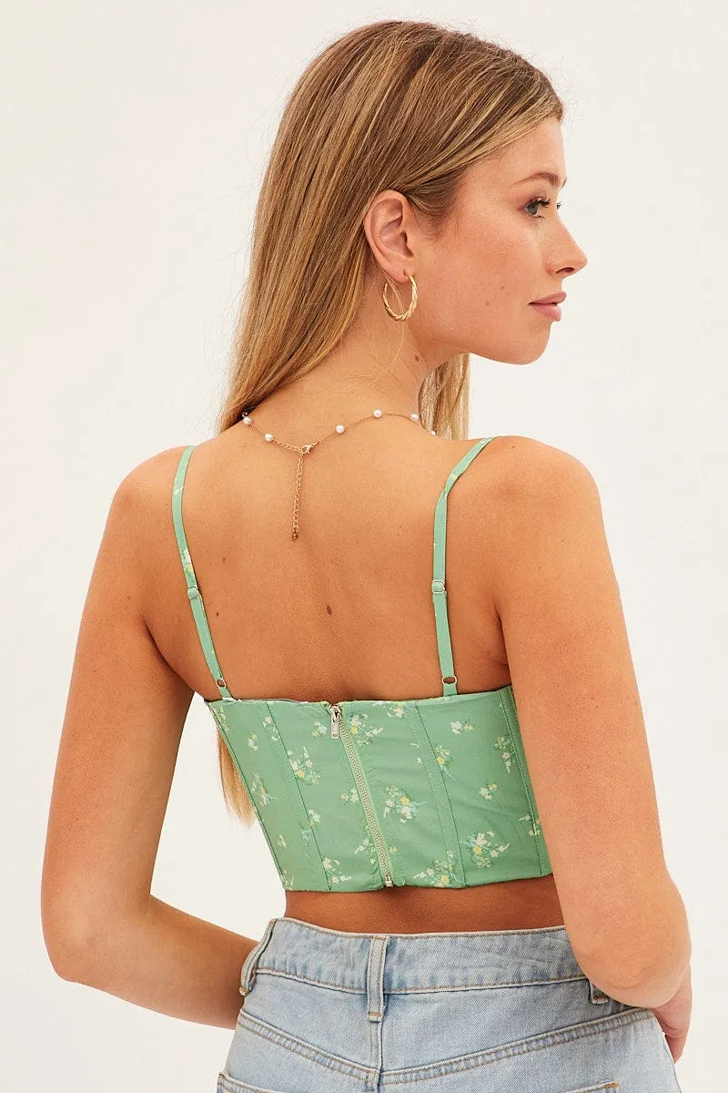 Green Corset Style Crop Top