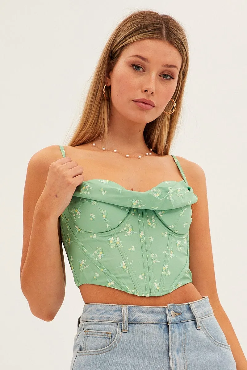 Green Corset Style Crop Top