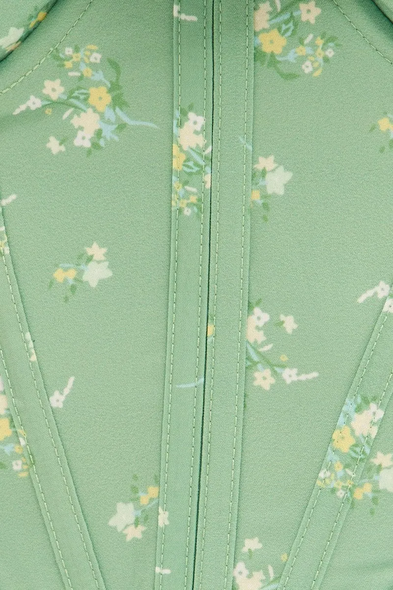 Green Corset Style Crop Top