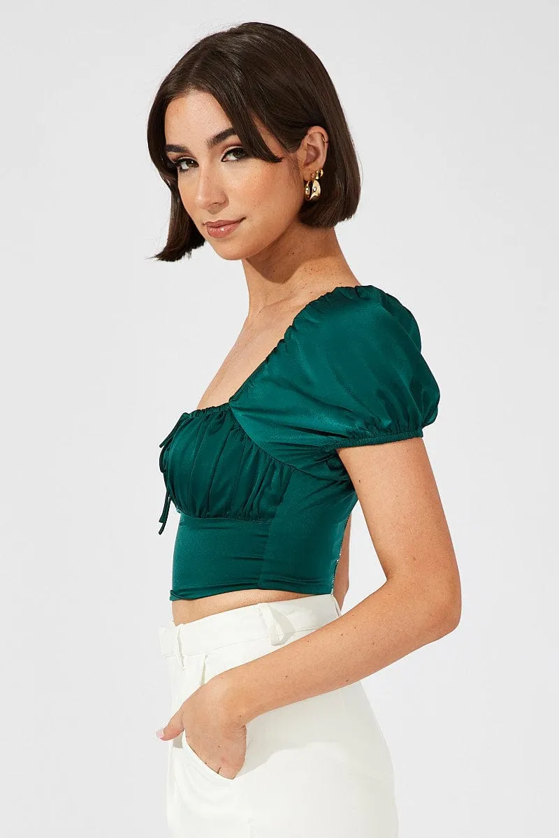 Green Corset Top Short Sleeve