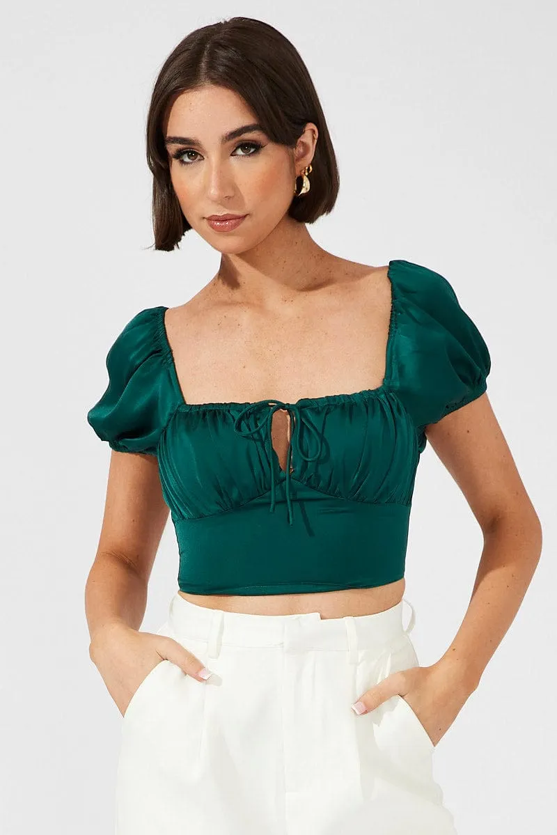 Green Corset Top Short Sleeve