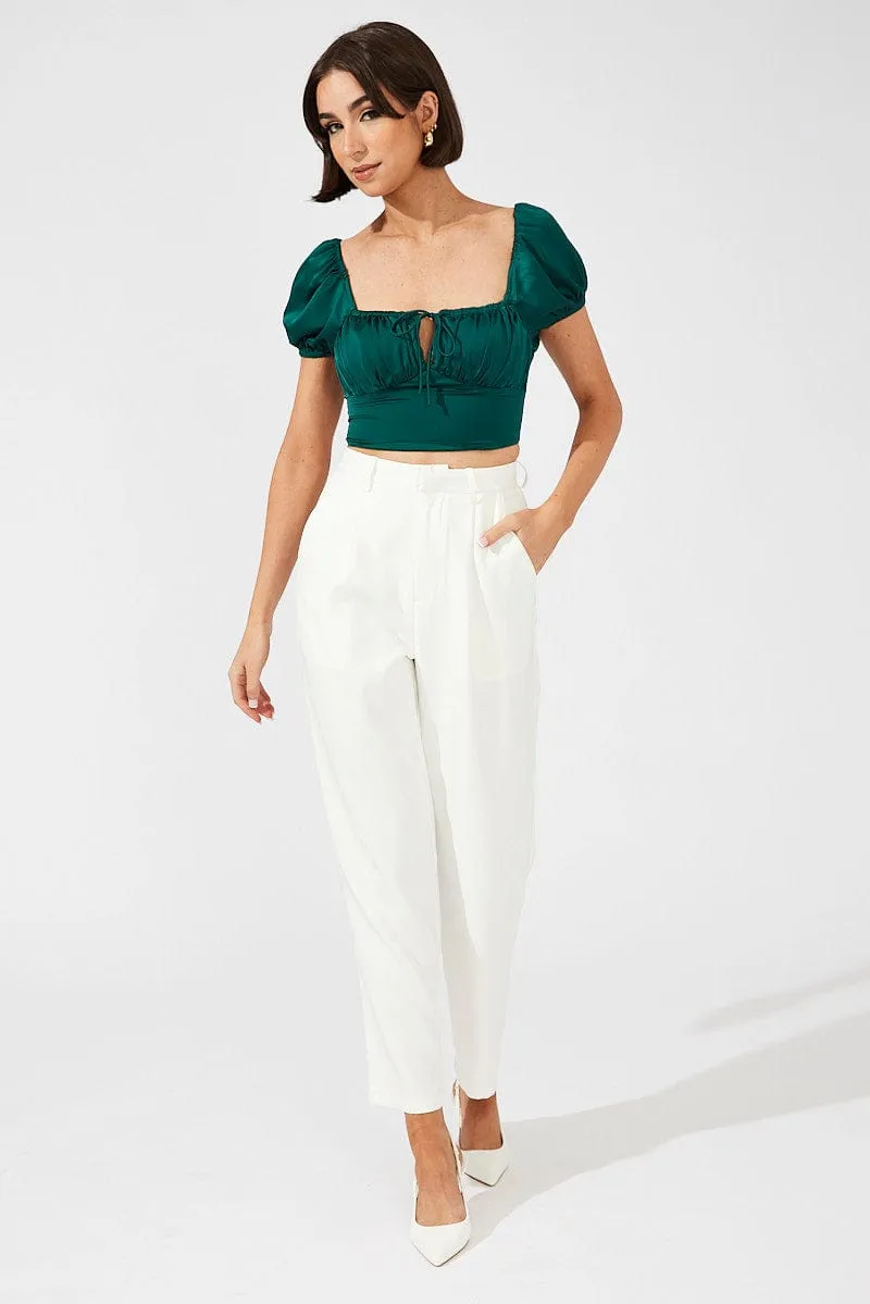 Green Corset Top Short Sleeve
