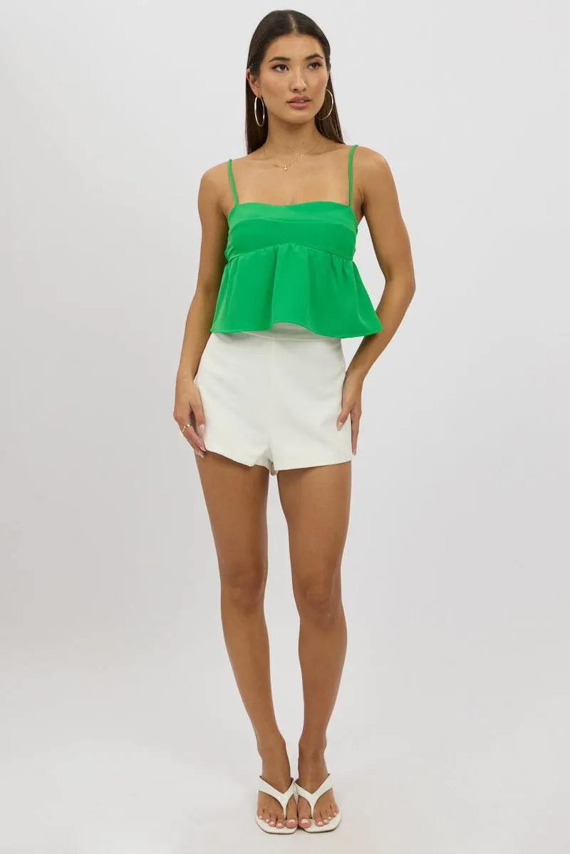 Green Peplum Cami Sleeveless Babydoll
