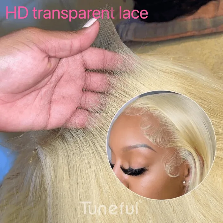 HD Transparent 13x4 13x6 613 Blonde Lace Front Human Hair Frontal Straight Wigs