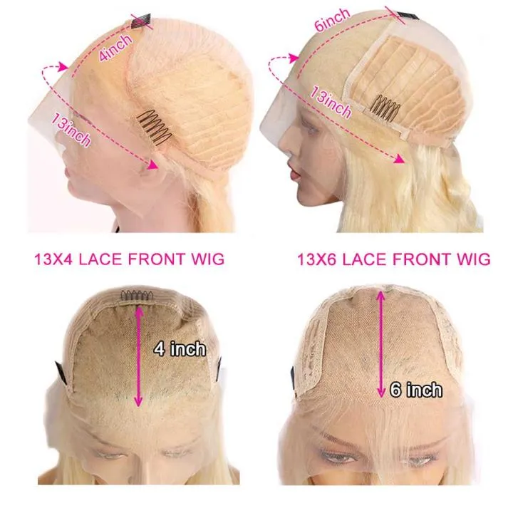 HD Transparent 13x4 13x6 613 Blonde Lace Front Human Hair Frontal Straight Wigs