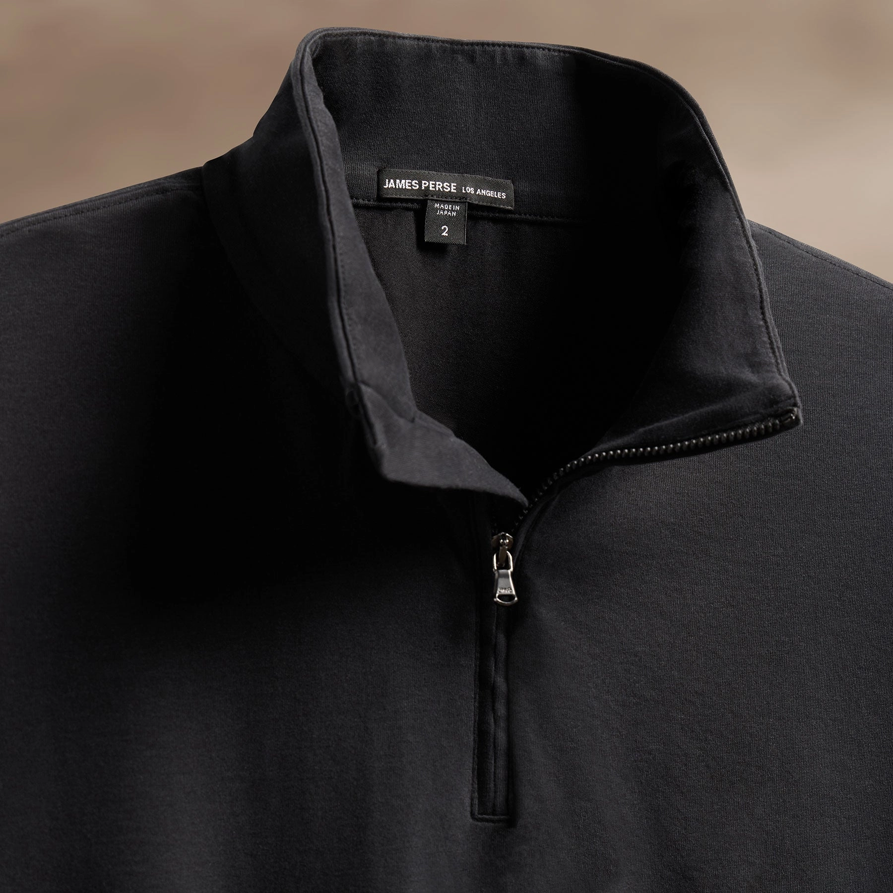 Heavy Luxe Jersey Half Zip - Black
