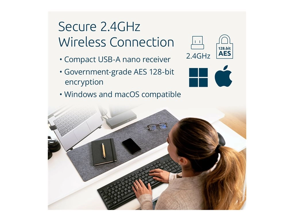 Kensington KM150 EQ - Keyboard and mouse set - 100% - full size - wireless - 2.4 GHz - FSC cardboard K75562NA