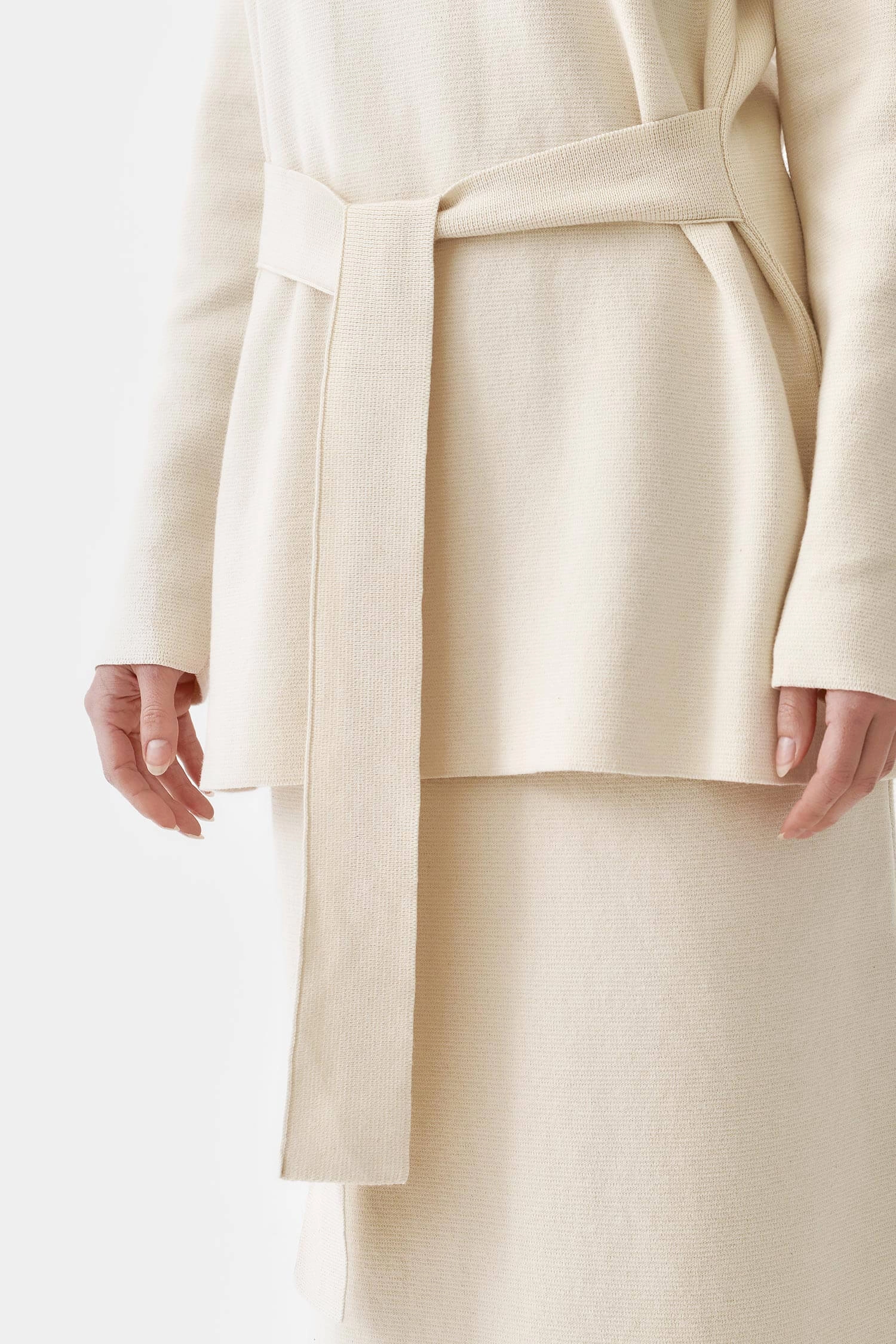 Knitted Organic Cotton Belted Tunic | Cream