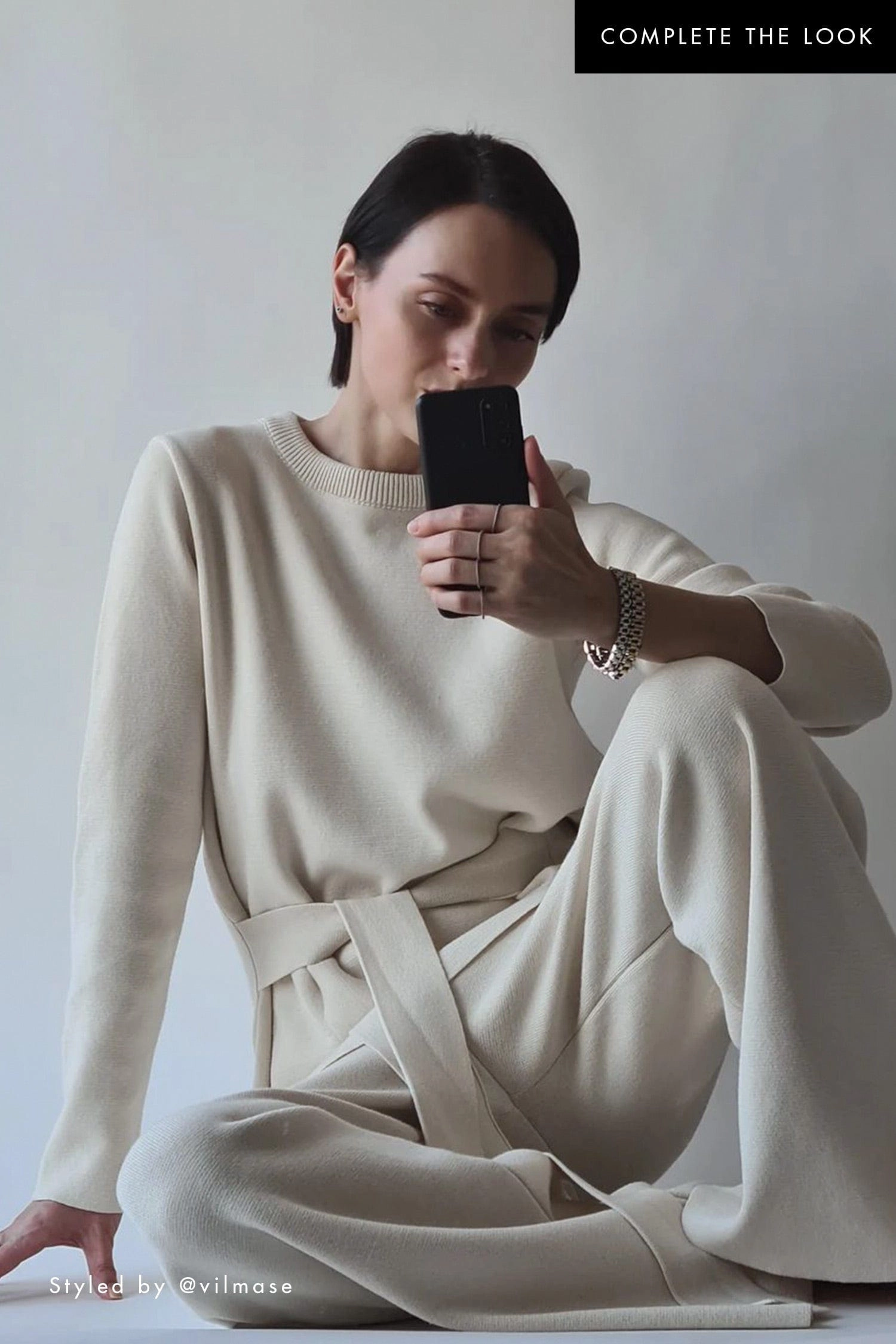 Knitted Organic Cotton Belted Tunic | Cream