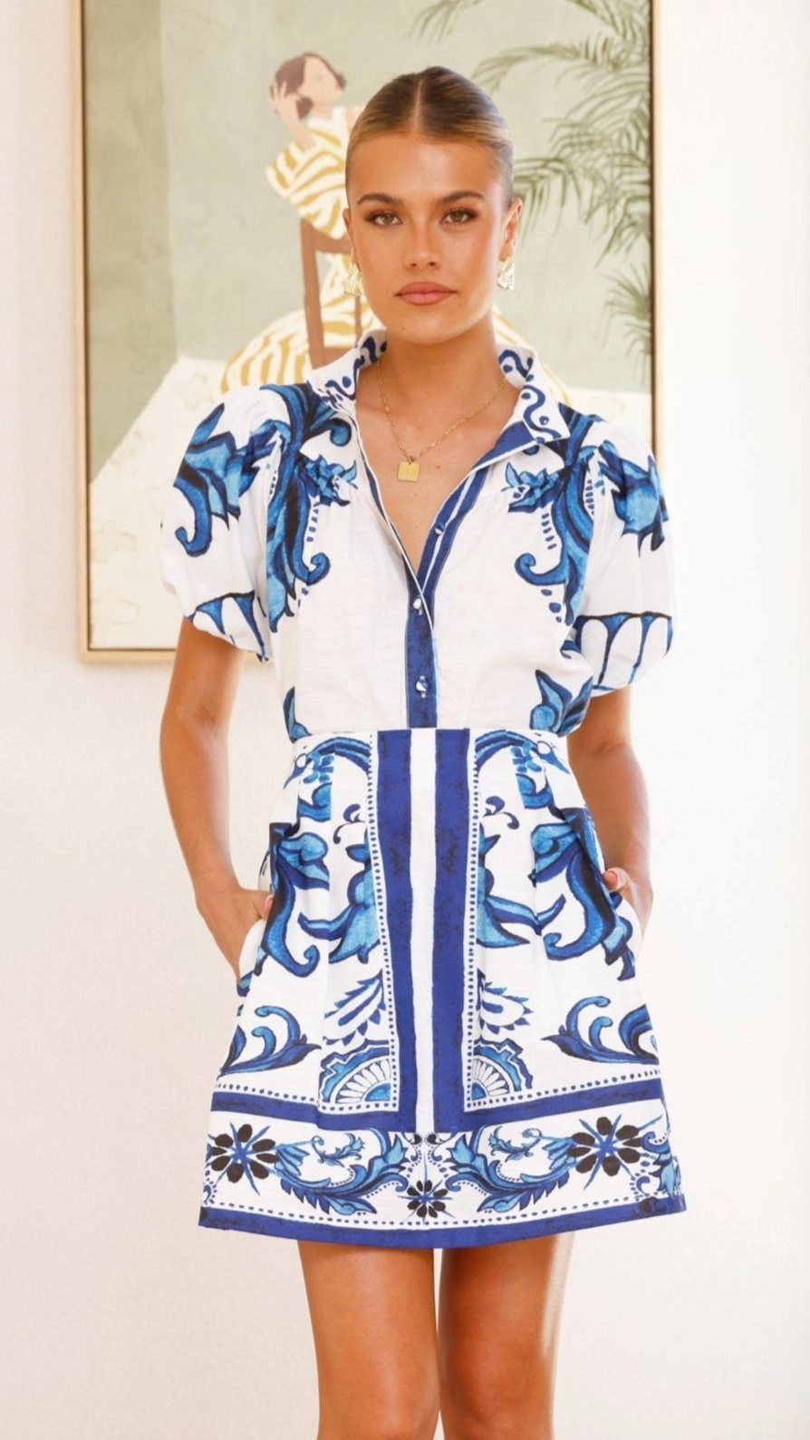 Lanie Shirt - Sapphire / White Zayna