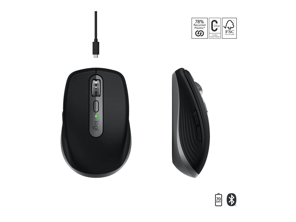 Logitech Master Series MX Anywhere 3S for Mac - Mouse - optical - 6 buttons - wireless - Bluetooth - space gray 910-006945