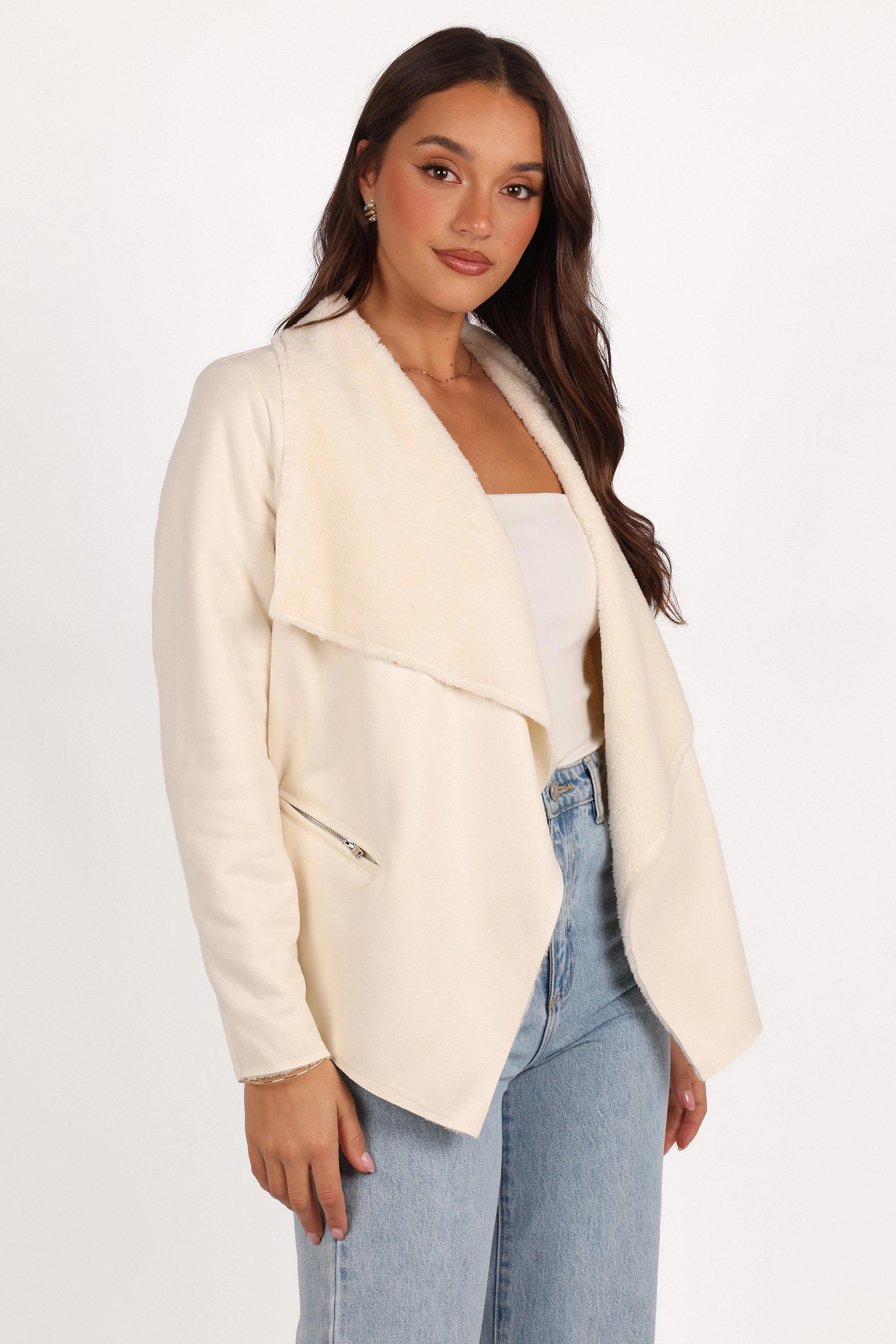 Lopez Faux Sherling Jacket - Cream