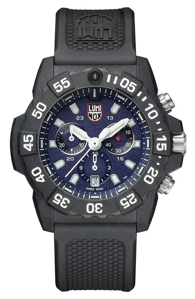 Luminox Navy SEAL Chronograph CARBONOX Blue Dial Black Rubber Strap Date Divers Quartz Mens Watch XS.3583