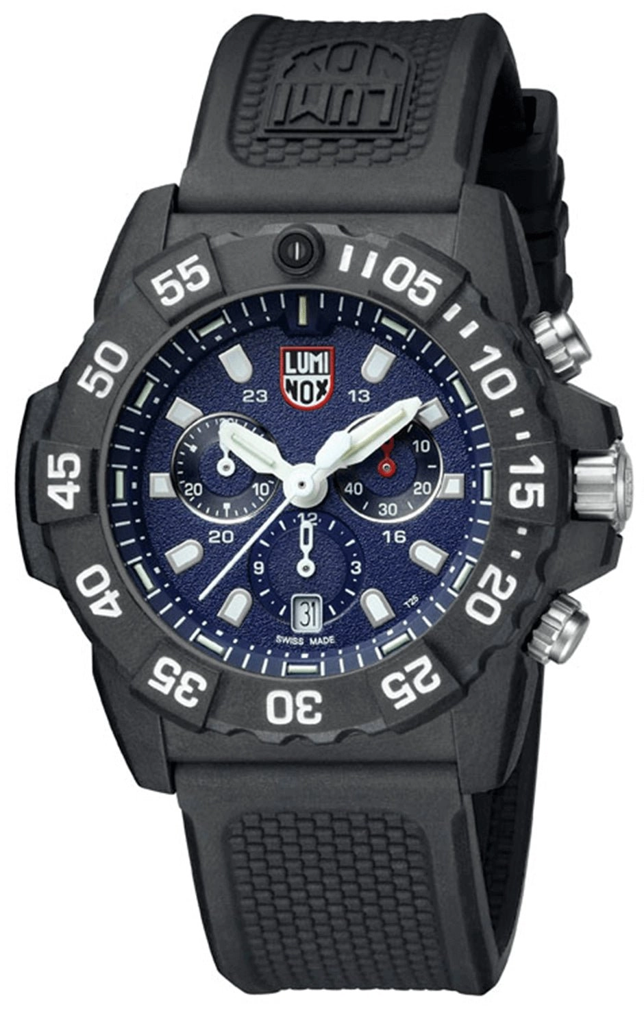Luminox Navy SEAL Chronograph CARBONOX Blue Dial Black Rubber Strap Date Divers Quartz Mens Watch XS.3583